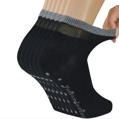 Yomandamor 6 Pairs Seamless Diabetic Socks for Men Non Slip Grip Ankle socks