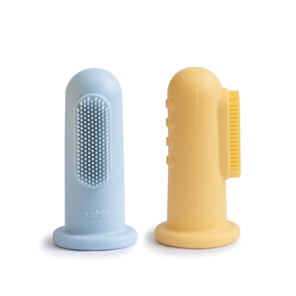 mushie Baby Finger Toothbrush (Powder Blue/Daffodil) 2-Pack