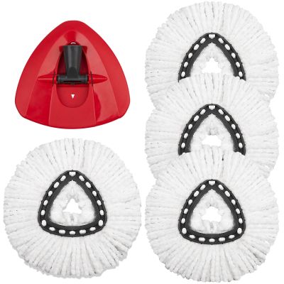 4 Pack Mop Replacement Heads Compatible with Ocedar Mops Replace Head EasyWring Spin Mop Heads Replacements - Includes 1 Rotating Mops Base, Microfiber Mop Refills, Easy Cleaning
