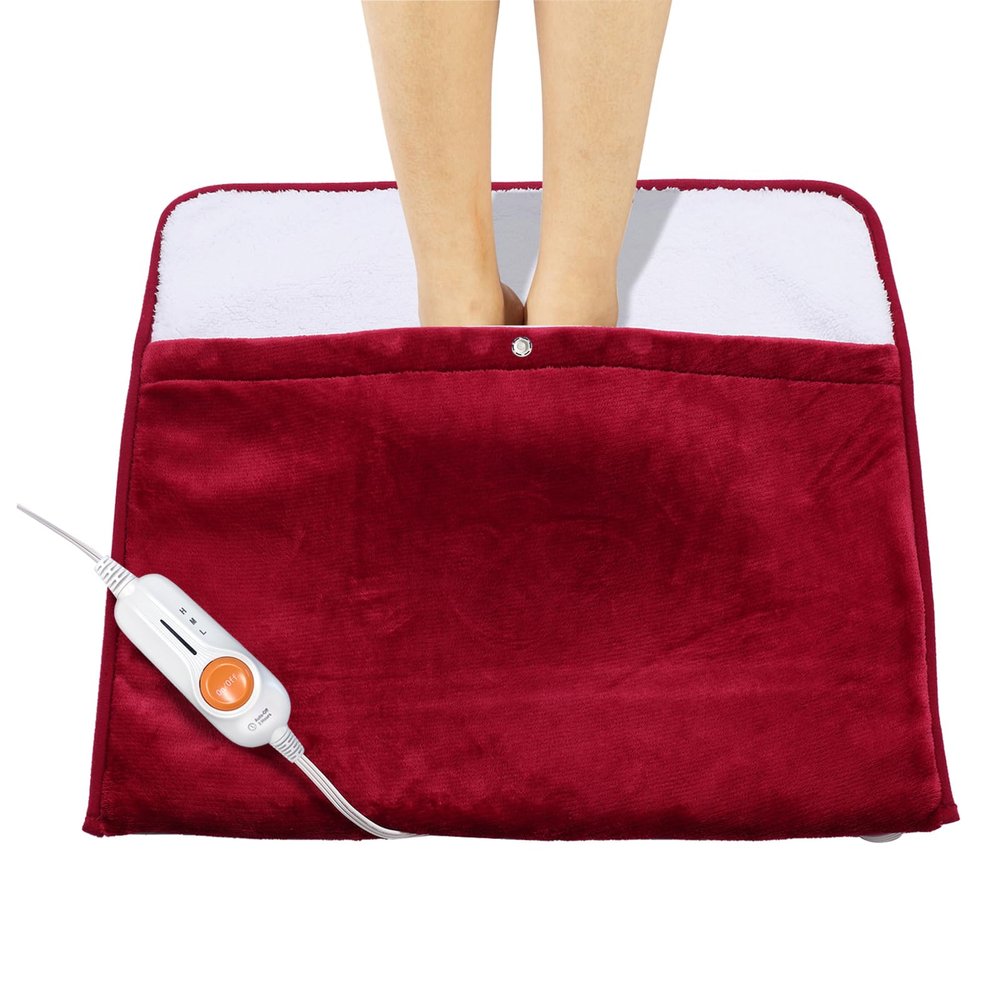 Gintao Electric Heated Foot Warmers for Men and Women,Foot Heating Pad Electric with Fast Heating Technology,Heating Pad Feet Warmer Auto Shut Off with 3 Temperature Setting,2220 inches,Red