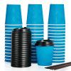 DAILYPACK 100 Count 8 oz Coffee Cups with Lids and Straws, Insulated Ripple Wall Paper Hot Coffee Cups for Home, Office, Hotel, Meetings, Parties view 1