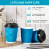 DAILYPACK 100 Count 8 oz Coffee Cups with Lids and Straws, Insulated Ripple Wall Paper Hot Coffee Cups for Home, Office, Hotel, Meetings, Parties view 2