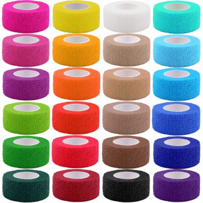 24 Pack Self Adhesive Bandage Wrap,Cohesive Wrap Bandages,Self Adherent Wrap 1 Inch X 5 Yards,Breathable Stretch Sports Tape,Elastic Self Adhesive Tape for Sports Wrist Ankle Athletic