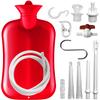 2 L Enema Bag Home Enema Kit with 3 Enema Tips,60 inch Long Silicone Hose, Controlable Water Flow Valve, Hot-Water Bottle for Colon Cleansing Enemas for Women/MenRed view 1