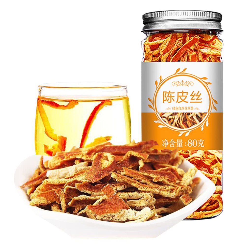 JTEDZI Dried Tangerine Peel Strip 80g/2.82oz, Dried Orange Peel Herbal Tea, Dried Mandarin Oranges, Chen Pi Si Fruit Orange Peel Strips Citrus Peel All Natural Chinese Seasoning