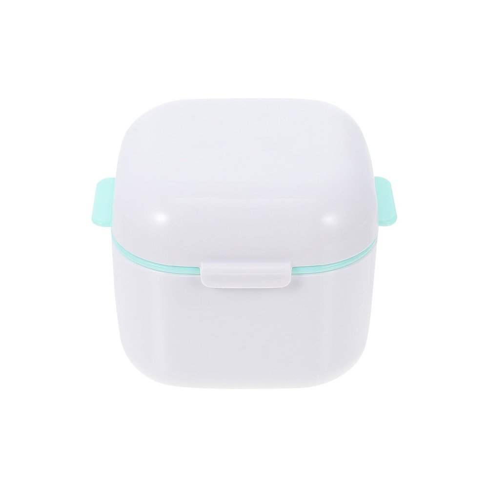 Yardwe Denture Bath Case Cup Box Portable False Teeth Holder Storage Soak Container Orthodontic Retainer Case with Strainer Basket for Travel Cleaning White