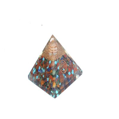 Jet Handmade Mix Chakra Orgone Pyramid (Approx 3 Inch) | Crystal Energy Decor Pyramid for Home, Office & Meditation