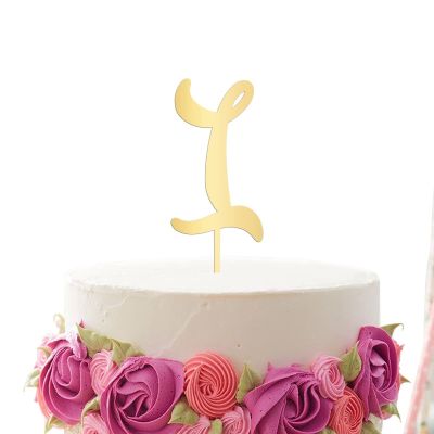 Vinisong Personalized Initial Letter I Cake Toppers Acrylic Cake Topper Gold Cake Decorations Party Supplies for Children or Adults Perfect for Birthday Wedding Anniversary Party