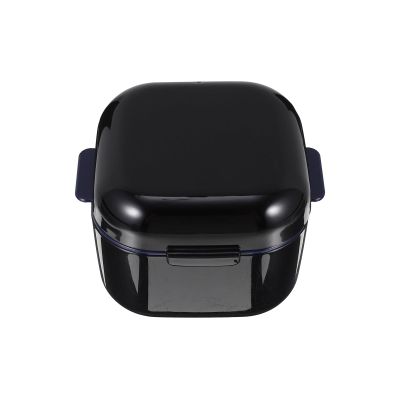 Yardwe Denture Bath Case Cup Box Portable False Teeth Holder Storage Soak Container Orthodontic Retainer Case with Strainer Basket for Travel Cleaning Black