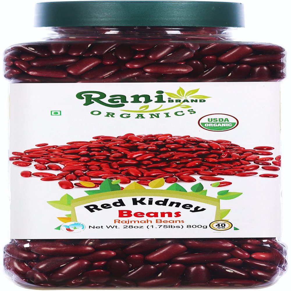 Rani Organic Red Kidney Beans (Rajmah Beans) Light 28oz (1.7lbs) 800g PET Jar ~ All Natural | Vegan | Gluten Friendly | NON-GMO | Indian Origin | USDA Certified Organic