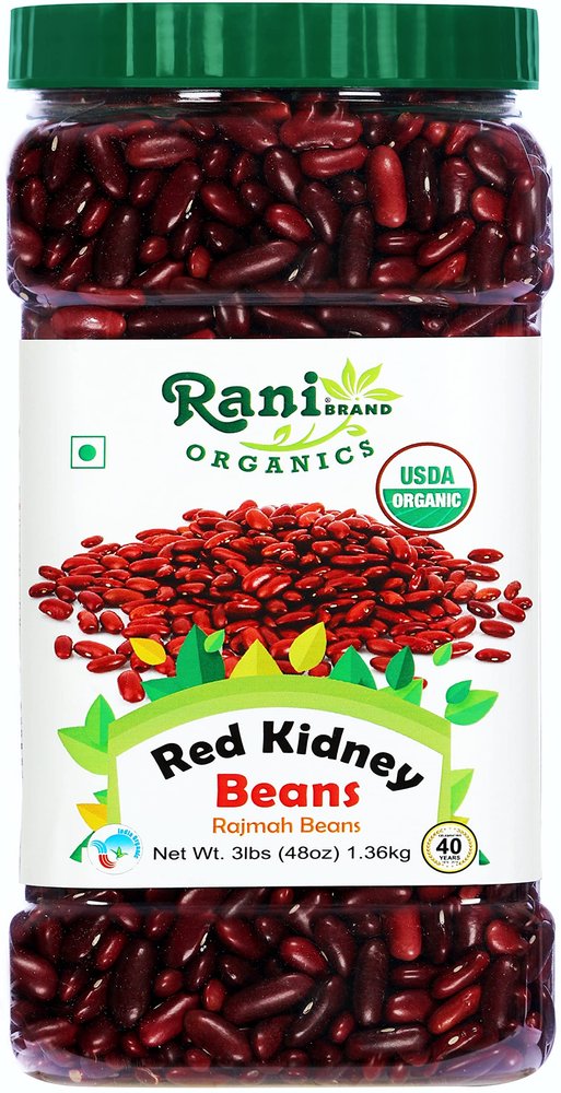 Rani Organic Red Kidney Beans (Rajmah Beans) Light 48oz (3lbs) 1.36kg Bulk PET Jar ~ All Natural | Vegan | Gluten Friendly | NON-GMO | Indian Origin | USDA Certified Organic