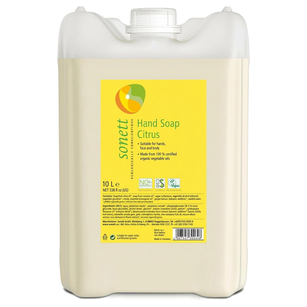 Sonett Organic Hand Soap Citrus, Biodegradable, 10L/338 fl oz