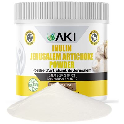 AKI Inulin Jerusalem Artichoke Powder (6oz/170g) Good in Fiber & Prebiotic, Ideal for Coffee, Smoothies, Juice & Other Meals - Vegan, Gluten-Free (Pack of 1)