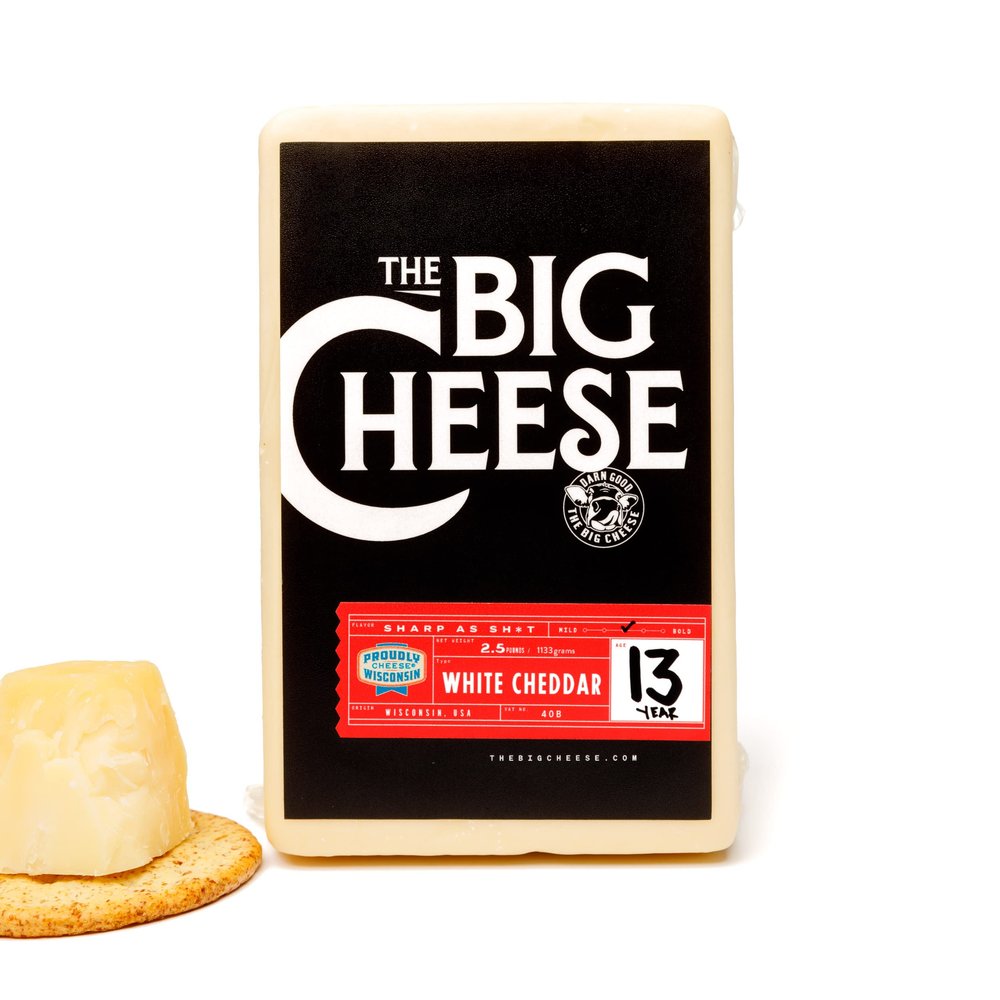 The Big Cheese 13Year Aged White Cheddar Cheese, 2.5 lb Block  Extra Sharp, Artisan, Charcuterie & Wine Pairing