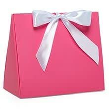 Peekaboo Tent Favor Boxes With Ribbon, 6-1/2 X 3 X 5-1/2 Hot Pink, Pink, Package 50 | Quantity: 50 Gusset - 3''