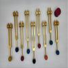 Gold Color DNA Repair Sacred Solfeggio Weighted Tuning Fork Set of 9 with Activator Rubber Balls and Velvet Bag view 1
