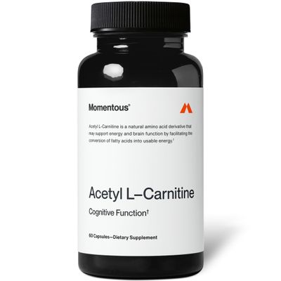 Momentous Acetyl L-Carnitine, Brain Function & Cognitive Support Supplement, Boosts Mental Clarity & Energy Production, NSF Certified for Sport, 500 mg, 60 Servings
