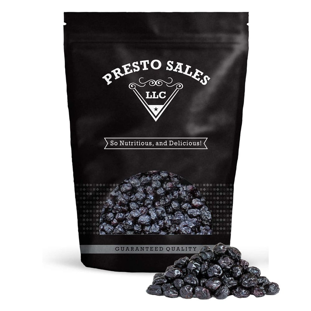 Blueberries, Fancy Dried. Naturally Sweet, Delicious Snack, Loved By All, Kitchen Friendly, USA, Healthy, Attractive, Packed in a Resealable pouch bag of 1 lb. (16 oz.) by Presto Sales LLC