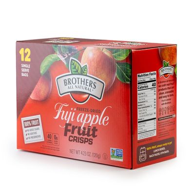 Brothers All Natural Freeze Dried Fruit Crisps, Fuji Apple, 0.35 Oz (Pack of 12), Made with 100% Fruit, Gluten Free, Soy Free, Vegan, Healthy Snack, Lunch Box Ready | Packaging May Vary