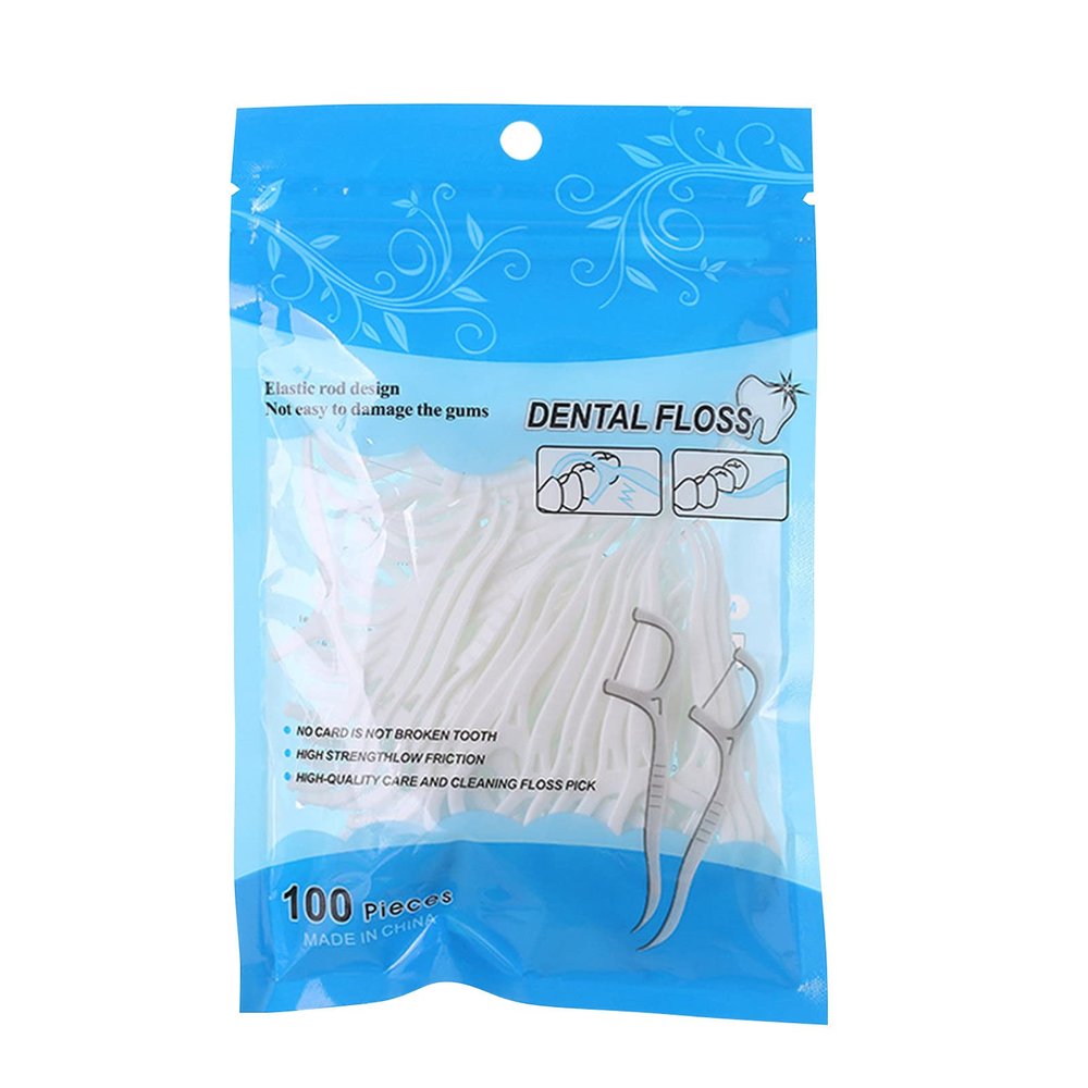 50/100PC Floss Pick Dispenser, Dental Floss Sticks,Portable Storage Box Toothpicks Flossers for Home Travel Hotel,More Hygienic,Good Elasticity (1Pack (100pc))