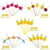 100PCS Flamingo Fruit Paper Straws,Disposable Plastic Drinking Straws,Tropical Hawaiian Beach Summer Pool Party Cocktail Decorations - Assorted Colors view 2
