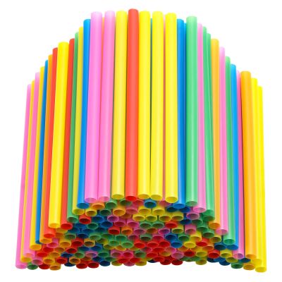 300PCS 8.2" Disposable Plastic Drinking Straws 0.43" Extra Wide Jumbo Smoothie Straws for Bubble Tea Milkshakes Coffee Boba