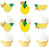 Fruit Lemon Dessert Cupcake Topper Gold Glitter Summer Main Squeeze Party Theme Decor Supplies Baby Shower Boy Girl Happy Birthday Party Decorations Set 18pcs view 1