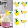 Fruit Lemon Dessert Cupcake Topper Gold Glitter Summer Main Squeeze Party Theme Decor Supplies Baby Shower Boy Girl Happy Birthday Party Decorations Set 18pcs view 2