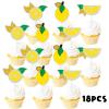 Fruit Lemon Dessert Cupcake Topper Gold Glitter Summer Main Squeeze Party Theme Decor Supplies Baby Shower Boy Girl Happy Birthday Party Decorations Set 18pcs view 3