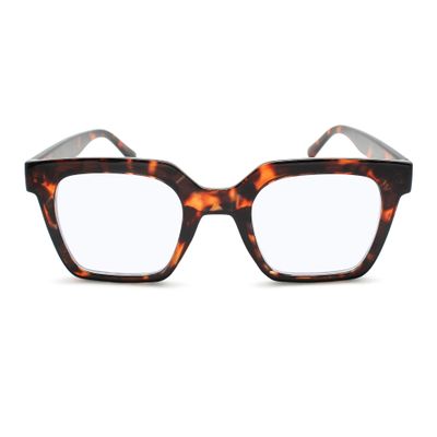 2SeeLife Oversized Square Blue Light Reading Glasses for Women (Tortoise, +3.00)