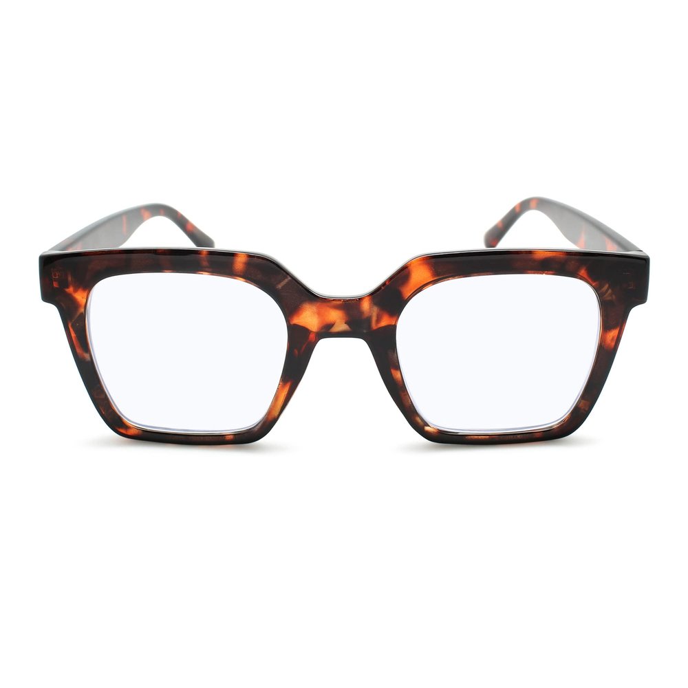 2SeeLife Oversized Square Blue Light Reading Glasses for Women (Tortoise, +3.00)