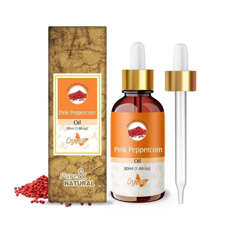 Crysalis Pink Peppercorn Oil Cosmetic Grade (50 ml / 1.69 fl oz) - Spicy Botanical Oil for Skin Care, Hair Blends & DIY Formulations