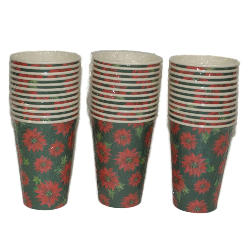 3 Dozen Celebrate It Christmas Party Paper Cups Poinsettia Christmas Cups 11.5 Oz