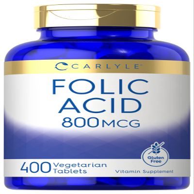 Carlyle Folic Acid 800 Mcg Tablets | 400 Count | Vegetarian, Non-GMO, Gluten Free Supplement