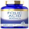 Carlyle Folic Acid 800 Mcg Tablets | 400 Count | Vegetarian, Non-GMO, Gluten Free Supplement view 1