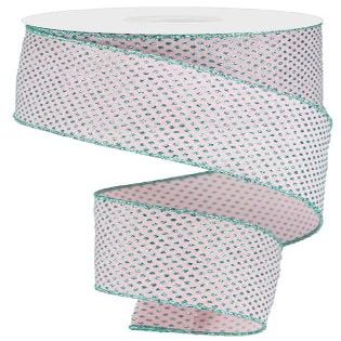 Pink Robins Egg Blue Mint Raised Swiss Polka Dots Wired Ribbon (2.5 Inches x 10 Yards)