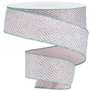 Pink Robins Egg Blue Mint Raised Swiss Polka Dots Wired Ribbon (2.5 Inches x 10 Yards)