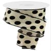 Black Raised Burlap Polka Dots Wired Ribbon (2.5 Inches x 10 Yards) view 1