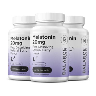 Balancebreens Melatonin 20mg Fast Dissolve Tablets - High Potency, Fast Acting, Natural Sleep Support  Sleep Aids for Adults  Non-Groggy, Drug-Free Formula  120 Sleeping Pills
