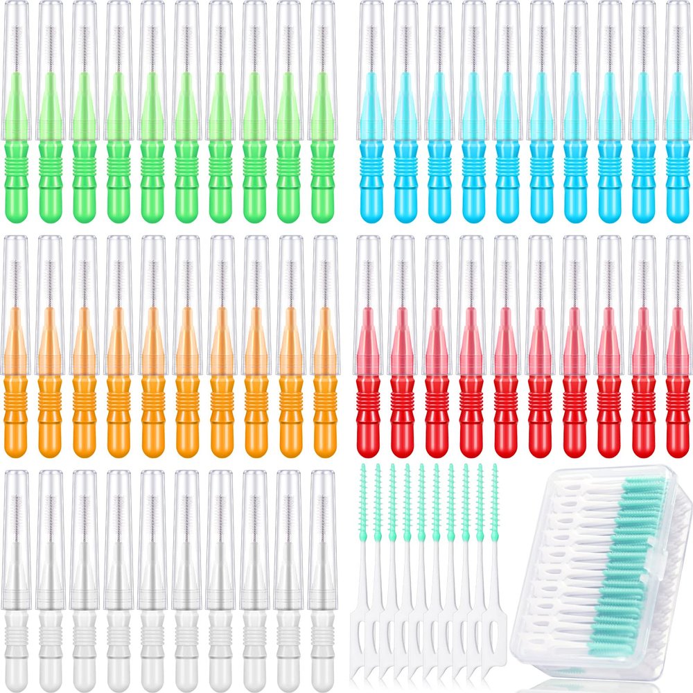 Patelai 350 Pieces Interdental Brush Tooth Floss Tooth Cleaning Tool Toothpick Dental Flossing Head Oral Flosser Refill Dental Flosser Toothpick Cleaners(Cute Colors)