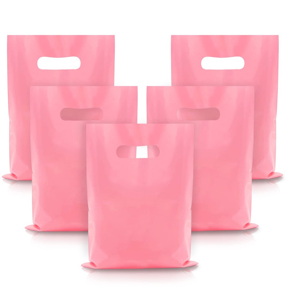 40PCS Pink Plastic Gift Bags Candy Bag Die Cut Plastic Bags are Sturdy Party Assorted Gift Bag