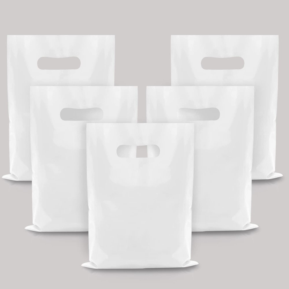 40PCS White Plastic Gift Bags Candy Bag Die Cut Plastic Bags for Birthday Baby Shower Wedding Party
