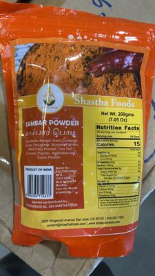Shastha Sambar Podi (Pack of 5) Each 200 Gms (B-P)