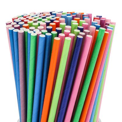 200PCS Multi-Color Biodegradable Paper Straws for Party Supplies,Birthday,Bridal/Baby Shower, Christmas Decorations and Holiday Celebrations (Solid color)