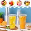 BALDCC 32 oz 50 Pack Crystal Clear Plastic Cups with Lids, Oversized Disposable Clear Cups, Flat Cover Pluggable Straw for Smoothie, Iced Coffee,Milkshake& Any Cold Drink view 3