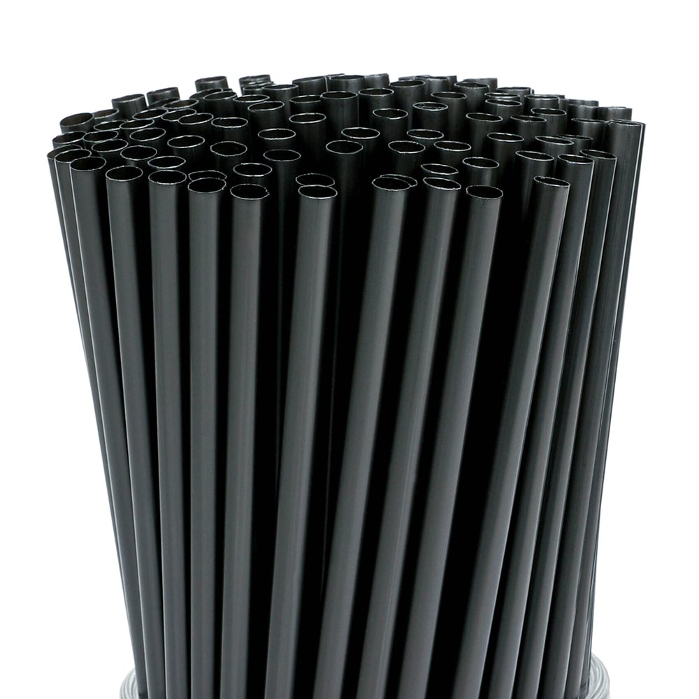 200 Pcs Black Disposable Drinking Plastic Straws.(0.23'' diameter and 8.26" long)-Black