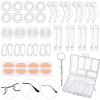 50 Pcs Eyeglasses Retainers Sets 12 Pairs Anti Slip Adhesive Glasses Nose Pads 4 Round Ear Grips 4 Silicone Ear Hooks Holders 4 Glasses Temple Tips Sleeve for Repair(Transparent) view 1