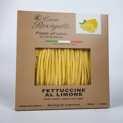 Fettuccine with Lemon Gourmet Egg Pasta (Pack of 4) - Italian Pasta From the Region of Di Campofilone- Imported Italian Egg Pasta- 8.8 ounces / 250 grams