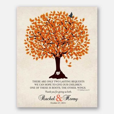 Lucky Tusk Thank You Gift For Parents Two Lasting Bequests Personalized Gift For Mother of Groom or Bride Family Wedding Poem #LT-1101, 16x20 Canvas