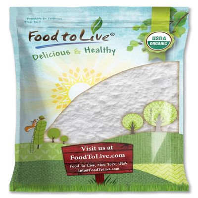 Food to Live Organic Arrowroot Flour, 8 Pounds Non-GMO Powder, Fine Starch, Grain-Free, Vegan, Bulk. Rich in Dietary Fiber. Natural Food Thickener